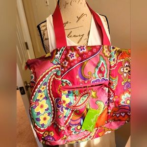 Vera Bradley Packable Tote w/Zippered Bag Haymarket Paisley Print